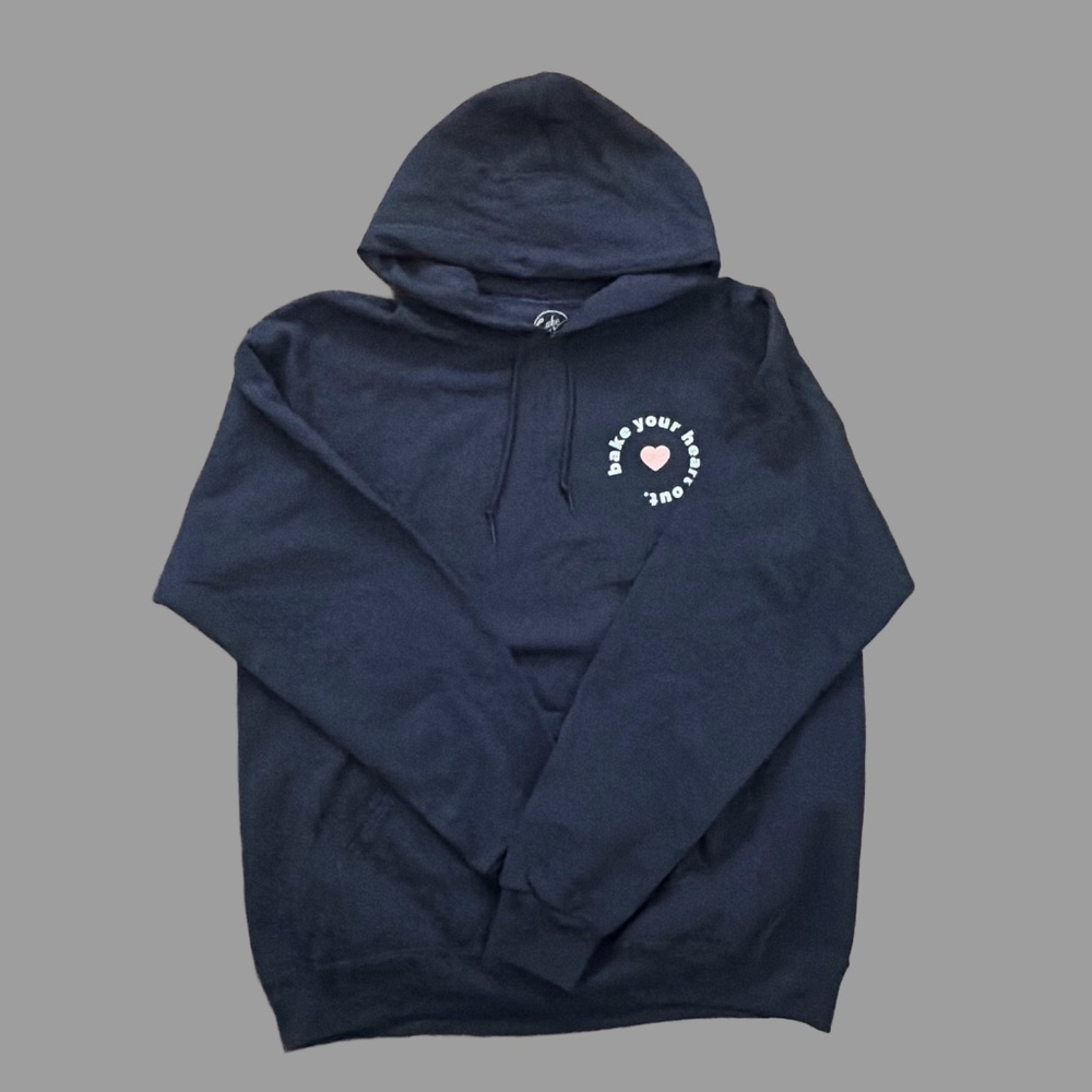 NWOT "Bake your Heart Out" Hoodie Blue Size Large